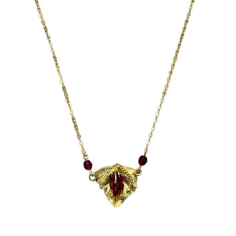 Collier Feuille Devine maille forcat miroir