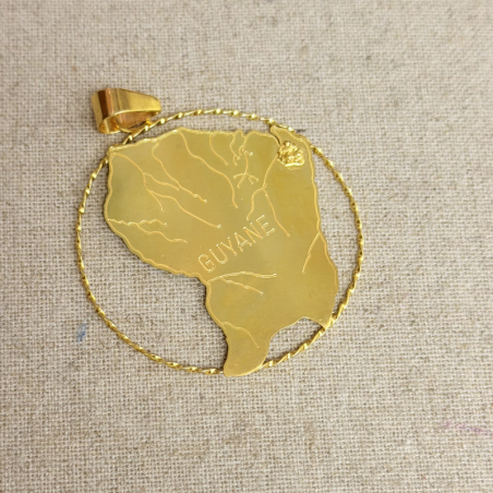 pendentif carte de Guyane cerclée