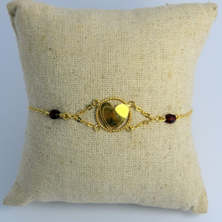 bracelet coeur avec grenat