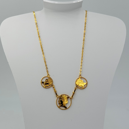 Collier 3 Tête Cayennaise Maille Forçat Miroir en or 18 carats – Bijouterie Rigolet