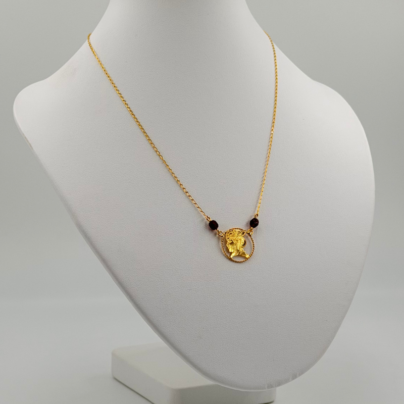 Collier 1 Tête Cayennaise 2 Grenat Maille Forçat Miroir en or 18 carats – Bijouterie Rigole