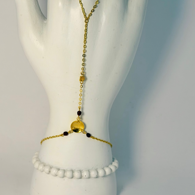 Bracelet bague bâtée avec pépite en or 750/ Bijouterie Rigolet