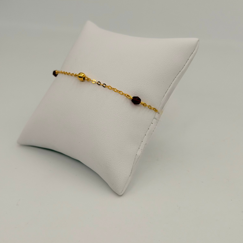 Bracelet Boule d’Or avec Grenat en or 750 – Bijouterie Rigolet
