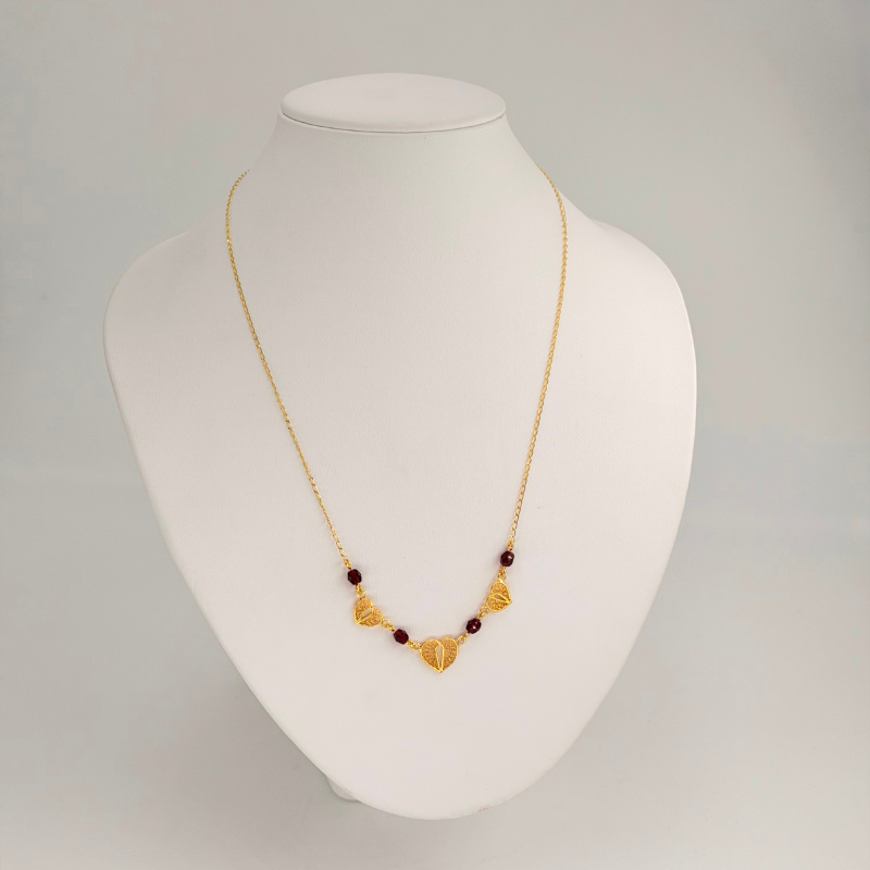 3 coeurs filigrane avec grenats