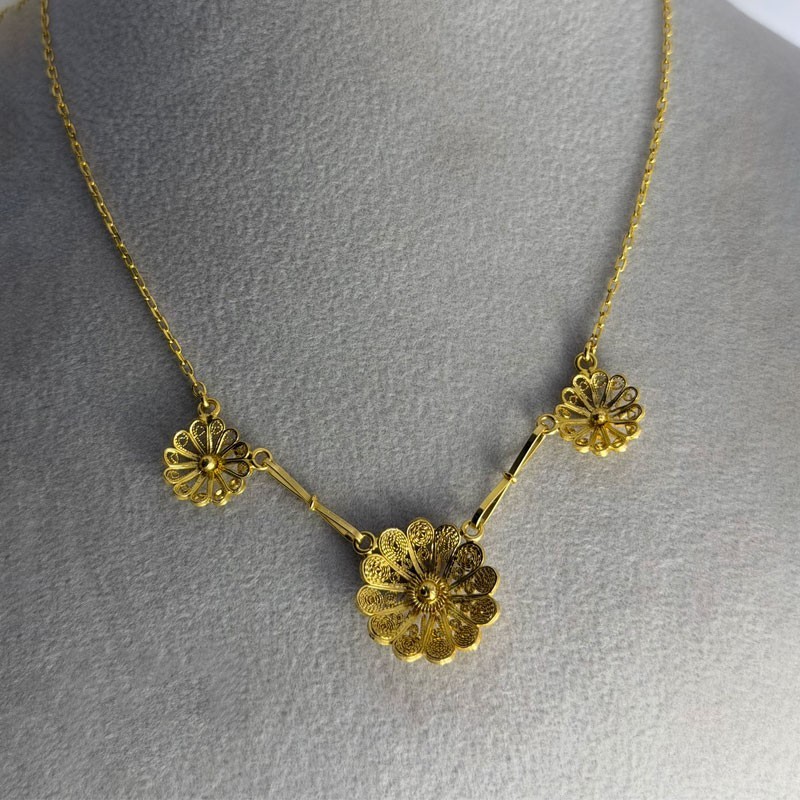 Collier 3 Soleil maille forcat limée