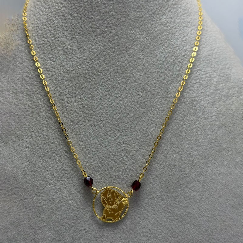 Collier 1 Carte Guyane 2 grenat maille forcat miroir