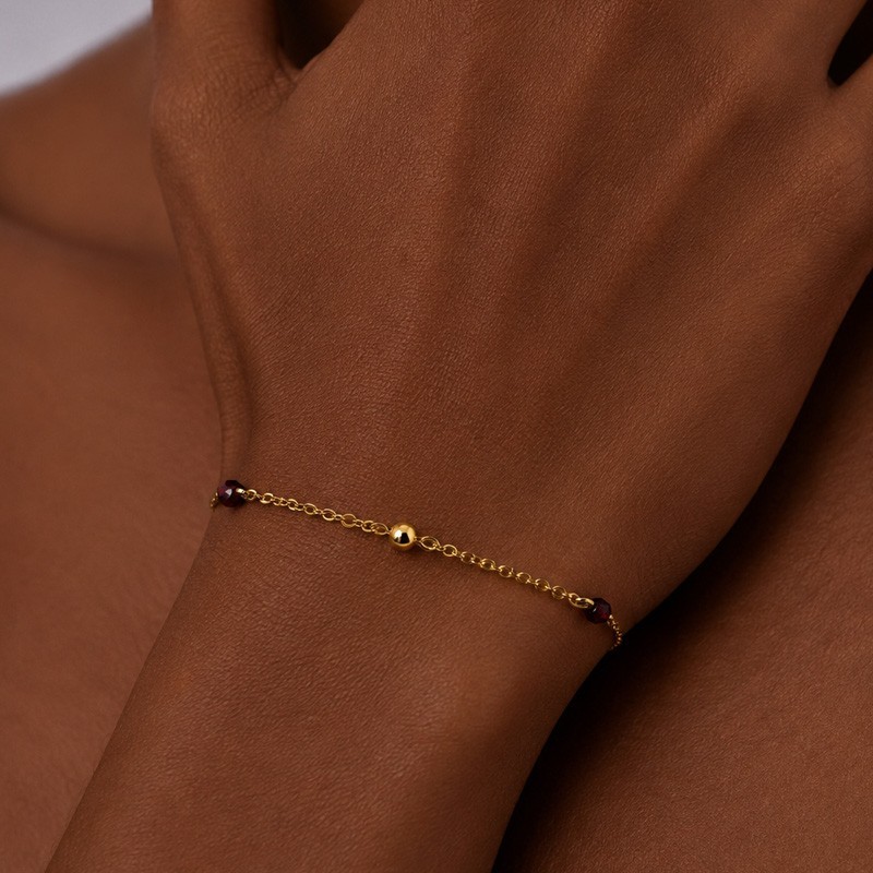 Bracelet Boule d'or avec grenat