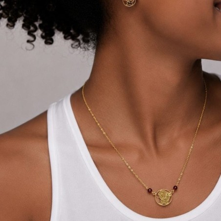 Collier 1 Carte Guyane 2 grenat maille forcat miroir