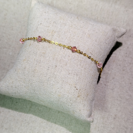 Bracelet Enfant 4 Cristaux Roses en Or 750 | Bijouterie Rigolet
