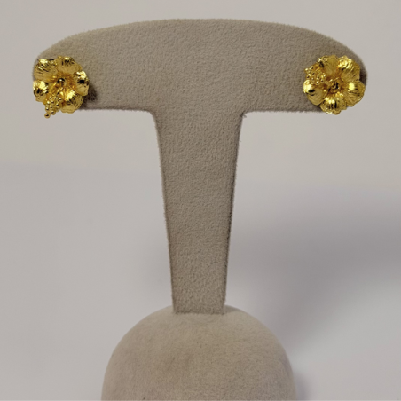 Boucles d'Oreilles Hibiscus en Or 750 / Bijouterie Rigolet